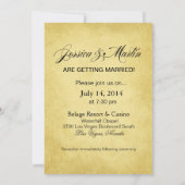 Art Nouveau Vegas Wedding | Gold schwarz Einladung (Rückseite)
