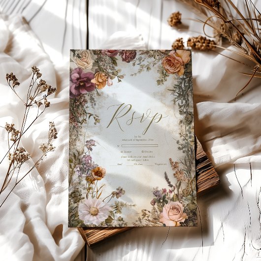 Art Nouveau Viktorianisch Royal Floral Wedding RSVP Karte