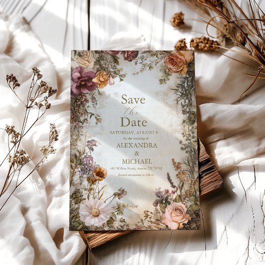Art Nouveau Viktorianisch Royal Floral Wedding Save The Date