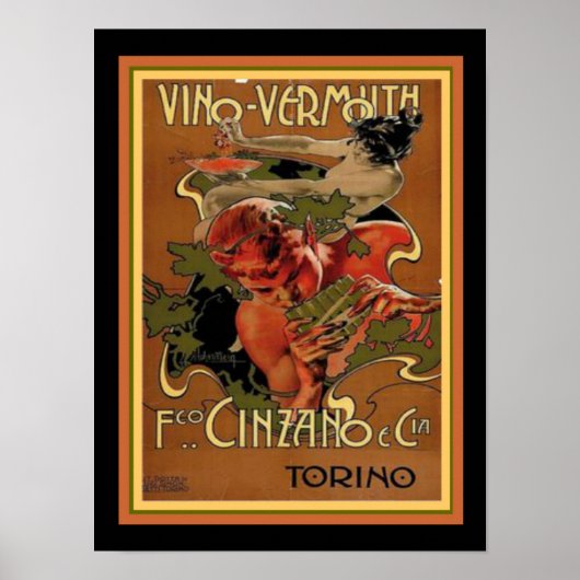 Art Nouveau Vino-Vermouth 12 x 16 Poster (Vorne)