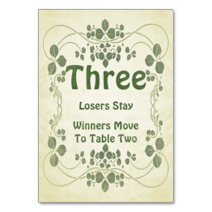 Art Nouveau Vintag #3 Bunco Table Card Tischnummer