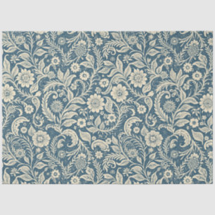 Art Nouveau Vintag Blue Floral Tapete Muster Seidenpapier