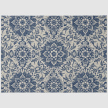 Art Nouveau Vintag Blue Floral Tapete Muster