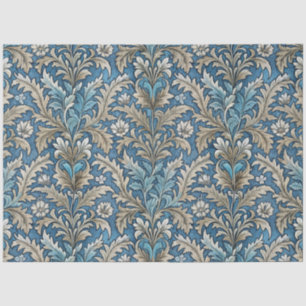 Art Nouveau Vintag Blue Floral Tapete Muster Seidenpapier