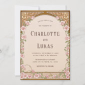 Art Nouveau Vintag Floral Wedding Einladung (Vorderseite)