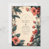 Art Nouveau Vintage Blumenhochzeit Einladung (Vorderseite)