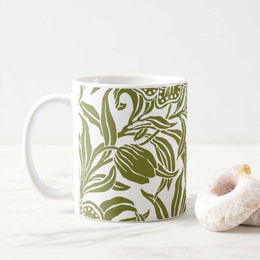 Art Nouveau Vintage Botanical Floral Pattern  Kaffeetasse (Mit Donut)