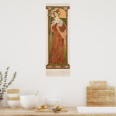 Art Nouveau Vintage Dame mit Doves Sonrel Poster (Küche)