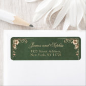 Art Nouveau Vintage Emerald Wedding Address Label (Insitu)