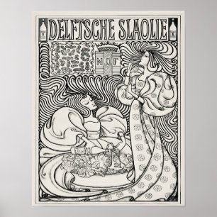 Art Nouveau Vintage Niederländische Werbung Schwar Poster