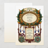 Art Nouveau Vintage Oval Frame Wedding Einladung (Vorne/Hinten)