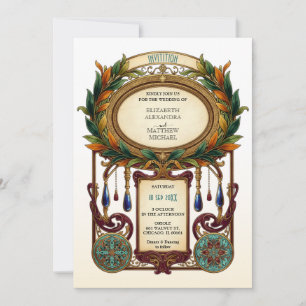 Art Nouveau Vintage Ovalrahmen Hochzeit Einladung
