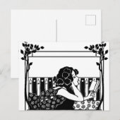 Art Nouveau Vintage reader Postkarte (Vorne/Hinten)