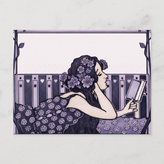 Art Nouveau Vintage reader Postkarte (Vorderseite)