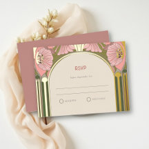 Art Nouveau Vintage Rosa Grün Gold Hochzeit RSVP