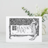 Art Nouveau Vintage Rose Bush Grenze Dankeskarte (Stehend Vorderseite)