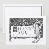 Art Nouveau Vintage Rose Bush Grenze Dankeskarte (Vorne/Hinten)