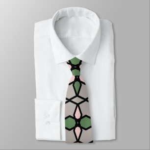 Art Nouveau Vintage-Stil Grau, Grün, Rosa,  Krawatte