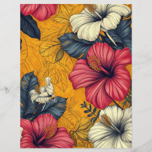 Art Nouveau Vintage Tropische Blumen Orange Pink