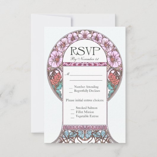Art Nouveau Vintage UAWG Wedding Cards RSVP Karte (Vorderseite)