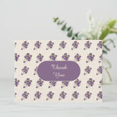 Art Nouveau Violet Floral Pattern Dankeskarte (Stehend Vorderseite)