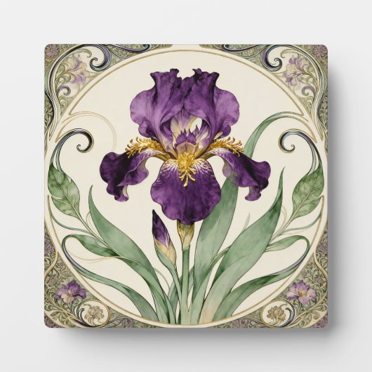 Art Nouveau Violette Iris Fotoplatte (Vorderseite)