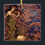 Art Nouveau Violinist in Blossoms – Vintage Floral Keramikornament<br><div class="desc">This beautiful vintage Art Nouveau illustration features a graceful violinist surrounded by a cascade of delicate blossoms and swirling decorative ribbons. The elegant figure plays her violin within a dreamy garden setting filled with ornate floral patterns and flowing organic lines typical of the early 20th-century Art Nouveau movement. The composition...</div>