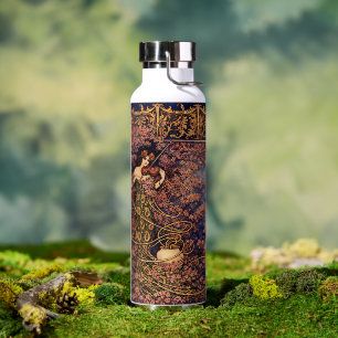 Art Nouveau Violinistin in Blüten – Vintage Floral Trinkflasche
