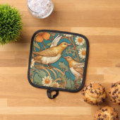 Art Nouveau Vögel und Blumen Topflappen (Oben Unten)
