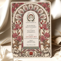 Art Nouveau Wedding Burgundy und Ivory Florals