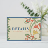 Art Nouveau Wedding Details Eintrittskarte RSVP Karte (Stehend Vorderseite)