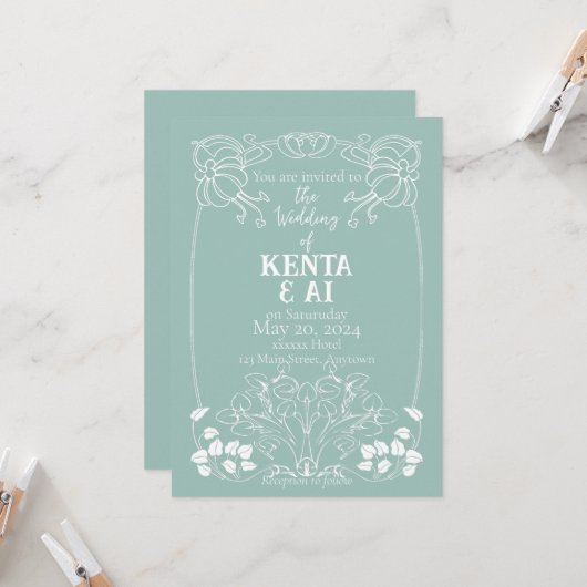 Art Nouveau Wedding Einladung (Vorderseite/Rückseite Beispiel)