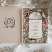 Art Nouveau Wedding Gold Akzente botanische Folieneinladung
