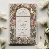 Art Nouveau Wedding Gold Akzente botanische Folieneinladung
