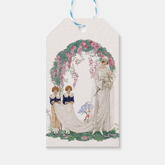 Art Nouveau Wedding Illustration – Vintage Bridal Geschenkanhänger (Vorderseite)