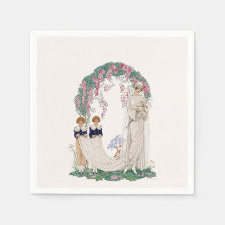 Art Nouveau Wedding Illustration – Vintage Bridal  Serviette