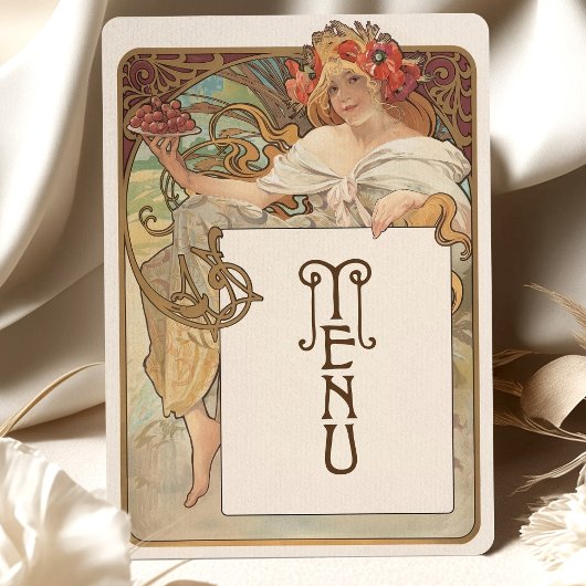 Art Nouveau Wedding Menu Card Einladung