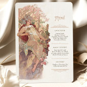 Art Nouveau Wedding Menu Vintage Lady Einladung