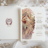 Art Nouveau Wedding Menu Vintage Lady Einladung
