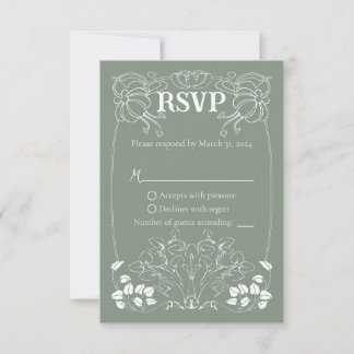 Art Nouveau Wedding RSVP Karte