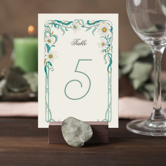 Art Nouveau Wedding Table Number Card Tischnummer