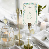 Art Nouveau Wedding Table Number Card Tischnummer