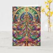 Art Nouveau Weihnachtsbaum Karte (Gelbe Blume)