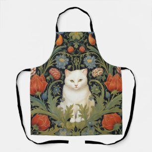 Art nouveau weiße Katze im Garten Schürze