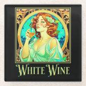 Art Nouveau Weißer Wein Glasuntersetzer (Vorderseite)