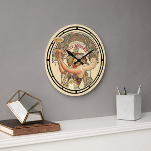 Art Nouveau-Werbung für französische Champagner au Große Wanduhr