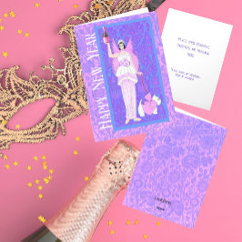 Art Nouveau Westie Dog Pink Lila Neues Jahr Card Dankeskarte