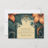 Art Nouveau Whimsical Floral Wedding Dankeskarte (Vorderseite)