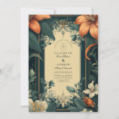 Art Nouveau Whimsical Floral Wedding Einladung (Vorderseite)