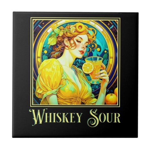 Art Nouveau Whiskey Sour Fliese (Vorderseite)